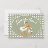 Gekke Goose Gingham Bedankt Kaart (Voorkant)