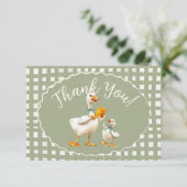 Gekke Goose Gingham Bedankt Kaart (Staand voorkant)