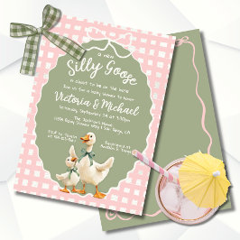Gekke Goose Gingham Bow Baby shower Kaart
