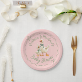 Gekke Goose Gingham Bow Baby shower Papieren Bordje