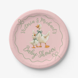 Gekke Goose Gingham Bow Baby shower Papieren Bordje