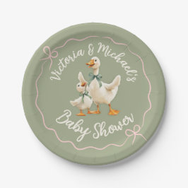 Gekke Goose Gingham Bow Baby shower Papieren Bordje