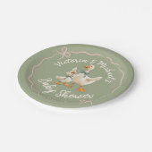 Gekke Goose Gingham Bow Baby shower Papieren Bordje (Gekanteld)