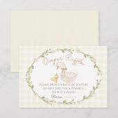 Gekke Goose Gingham Duck baby showe Enclosure Kaar Informatiekaartje (Voorkant / Achterkant)