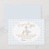 Gekke Goose Gingham Duck baby showe Enclosure Kaar Informatiekaartje (Voorkant / Achterkant)