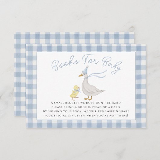 Gekke Goose Gingham Duck baby shower behuizing aut Informatiekaartje (Voorkant / Achterkant)
