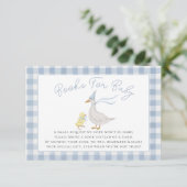 Gekke Goose Gingham Duck baby shower behuizing aut Informatiekaartje (Staand voorkant)