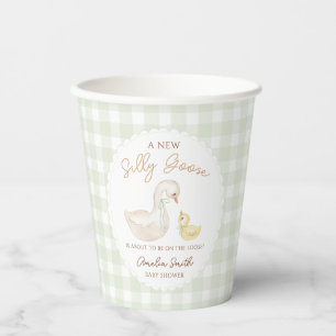 Gekke Goose Gingham Duck baby shower Papieren Bekers