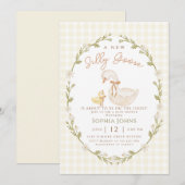 Gekke Goose Gingham Duck Geslacht Neutra Baby show Kaart (Voorkant / Achterkant)