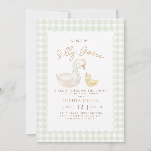 Gekke Goose Gingham Duck Geslacht Neutra Baby show Kaart (Voorkant)