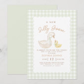 Gekke Goose Gingham Duck Geslacht Neutra Baby show Kaart (Voorkant / Achterkant)