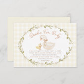 Gekke Goose Gingham Duck geslachtsneutra baby show Informatiekaartje (Voorkant / Achterkant)