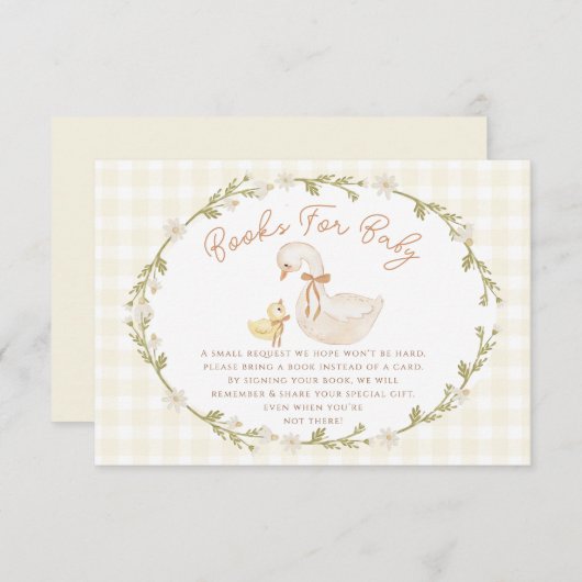 Gekke Goose Gingham Duck geslachtsneutra baby show Informatiekaartje (Voorkant / Achterkant)