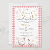 Gekke Goose Gingham Genderneutraal Baby shower Kaart (Voorkant)