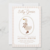 Gekke Goose Gingham Genderneutraal Baby shower Kaart (Voorkant)