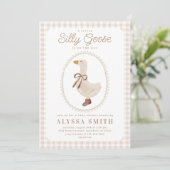Gekke Goose Gingham Genderneutraal Baby shower Kaart (Staand voorkant)