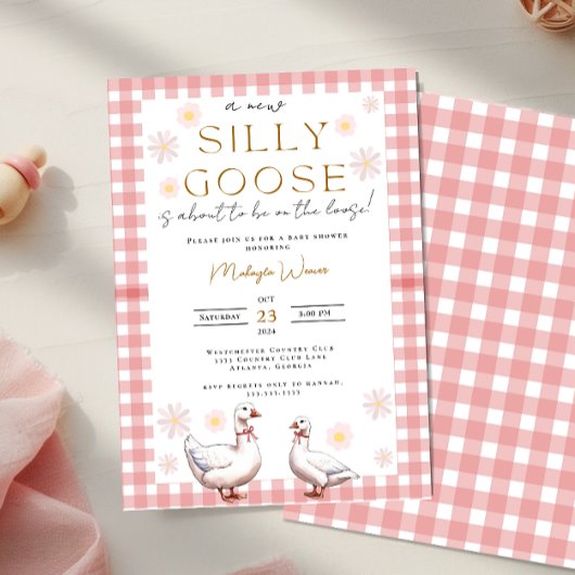 Gekke Goose Gingham Genderneutraal Baby shower Kaart