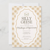 Gekke Goose Gingham Triplet Baby shower Uitnodigin Kaart (Voorkant)