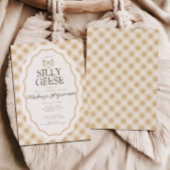 Gekke Goose Gingham Triplet Baby shower Uitnodigin Kaart