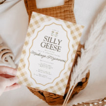 Gekke Goose Gingham Twin Baby shower Uitnodiging
