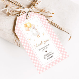 Gekke Goose Gingham Verjaardagsfeest Favoriet Tags Cadeaulabel