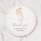 Gekke Goose Gingham verjaardagsfeest ronde Bedankjes Labels (Voorkant)