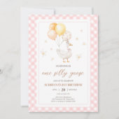 Gekke Goose Gingham verjaardagsfeestje Kaart (Voorkant)