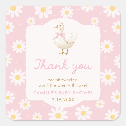 Gekke Goose Girl Baby shower Dank u Sticker (Voorkant)
