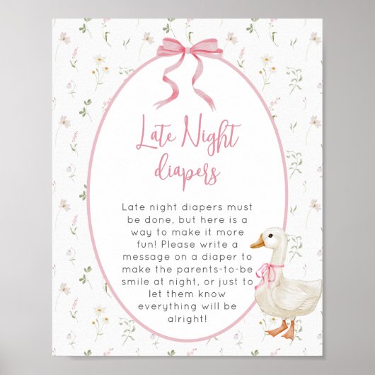 Gekke Goose Girl Baby shower Late Night luiers Poster (Voorkant)