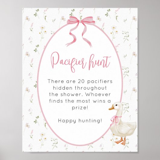 Gekke Goose Girl Baby shower Pacifier Hunt Poster (Voorkant)