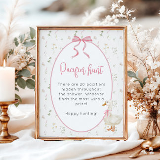 Gekke Goose Girl Baby shower Pacifier Hunt Poster