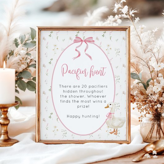 Gekke Goose Girl Baby shower Pacifier Hunt Poster