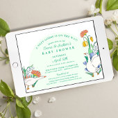 Gekke Goose Green Floral Baby shower Kaart