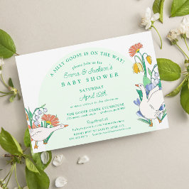 Gekke Goose Green Floral Baby shower Kaart