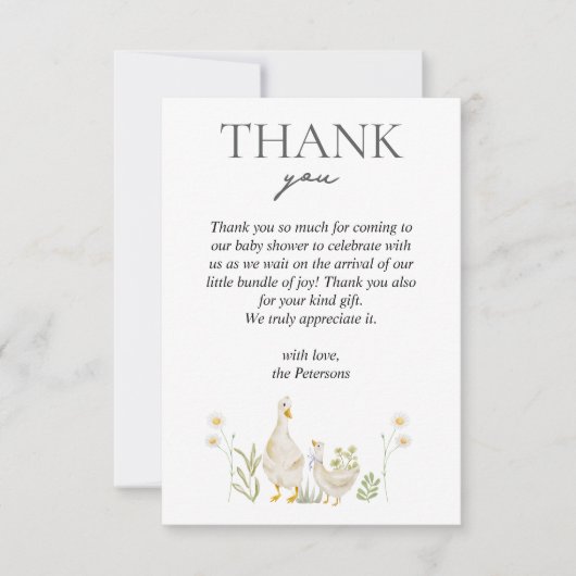 Gekke Goose Greenery Waterverf Baby shower Bedankkaart (Voorkant)