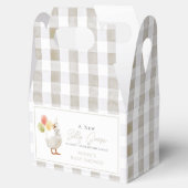 Gekke Goose Greige Gingham Baby shower Bedankdoosjes (Geopend)