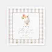 Gekke Goose Greige Gingham Baby shower Servet (Voorkant)