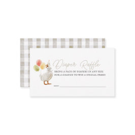 Gekke Goose Greige Gingham Luier Raffle Ticket Informatiekaartje