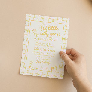 Gekke Goose Hand Drawn Genderneutraal Baby shower Kaart