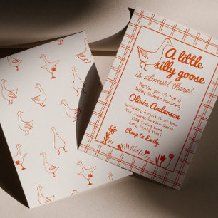Gekke Goose Hand Drawn Genderneutraal Baby shower Kaart