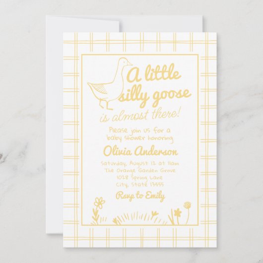 Gekke Goose Hand Drawn Genderneutraal Baby shower Kaart (Voorkant)