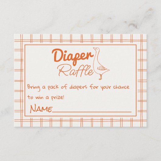 Gekke Goose Hand getrokken Neutral Luier Raffle Informatiekaartje (Voorkant)