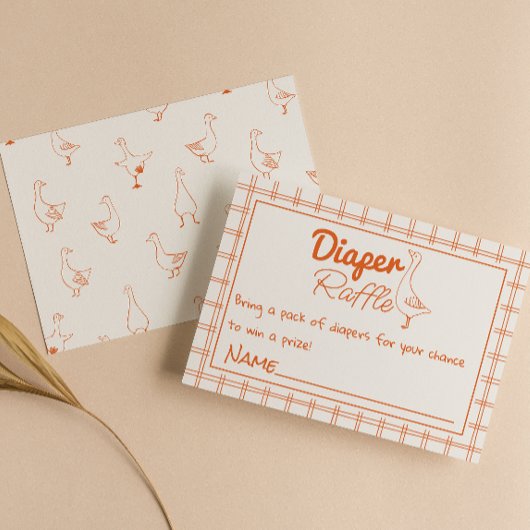 Gekke Goose Hand getrokken Neutral Luier Raffle Informatiekaartje