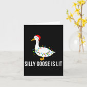 Gekke Goose is Lit Funny Christmas Lights Santa Ha Kaart (Gele Bloem)
