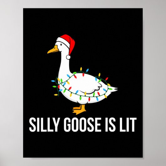 Gekke Goose is Lit Funny Christmas Lights Santa Ha Poster (Voorkant)