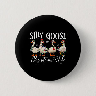 Gekke Goose Kerstclub Grappige Kerstverlichting Ronde Button 5,7 Cm