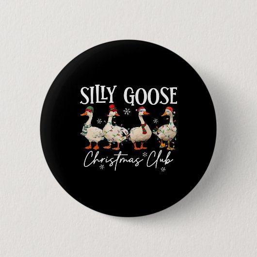 Gekke Goose Kerstclub Grappige Kerstverlichting Ronde Button 5,7 Cm (Voorkant)