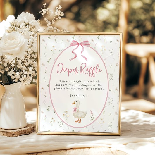 Gekke Goose Luier Raffle Girl Baby shower Poster