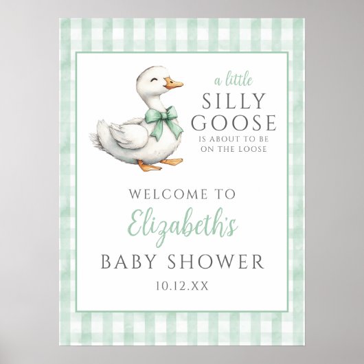 Gekke Goose Neutral Baby shower Welkomstbord Poster (Voorkant)