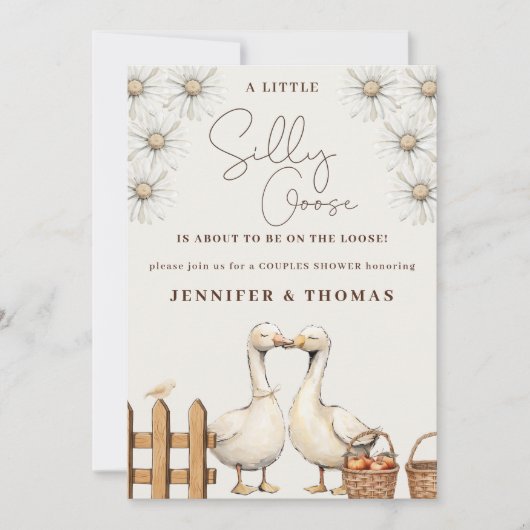 Gekke Goose Neutral Boho Couples Douche Party Kaart (Voorkant)